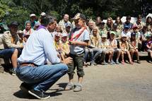 24. 7. 2018, Ribno pri Bledu – Predsednik Republike Slovenije Borut Pahor je danes obiskal Kajuhov tabor v Ribnem pri Bledu. (Daniel Novakovi)